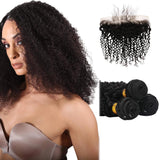 10A Peruvian Virgin Hair Kinky Curly - 3 Bundles + Curly Frontal